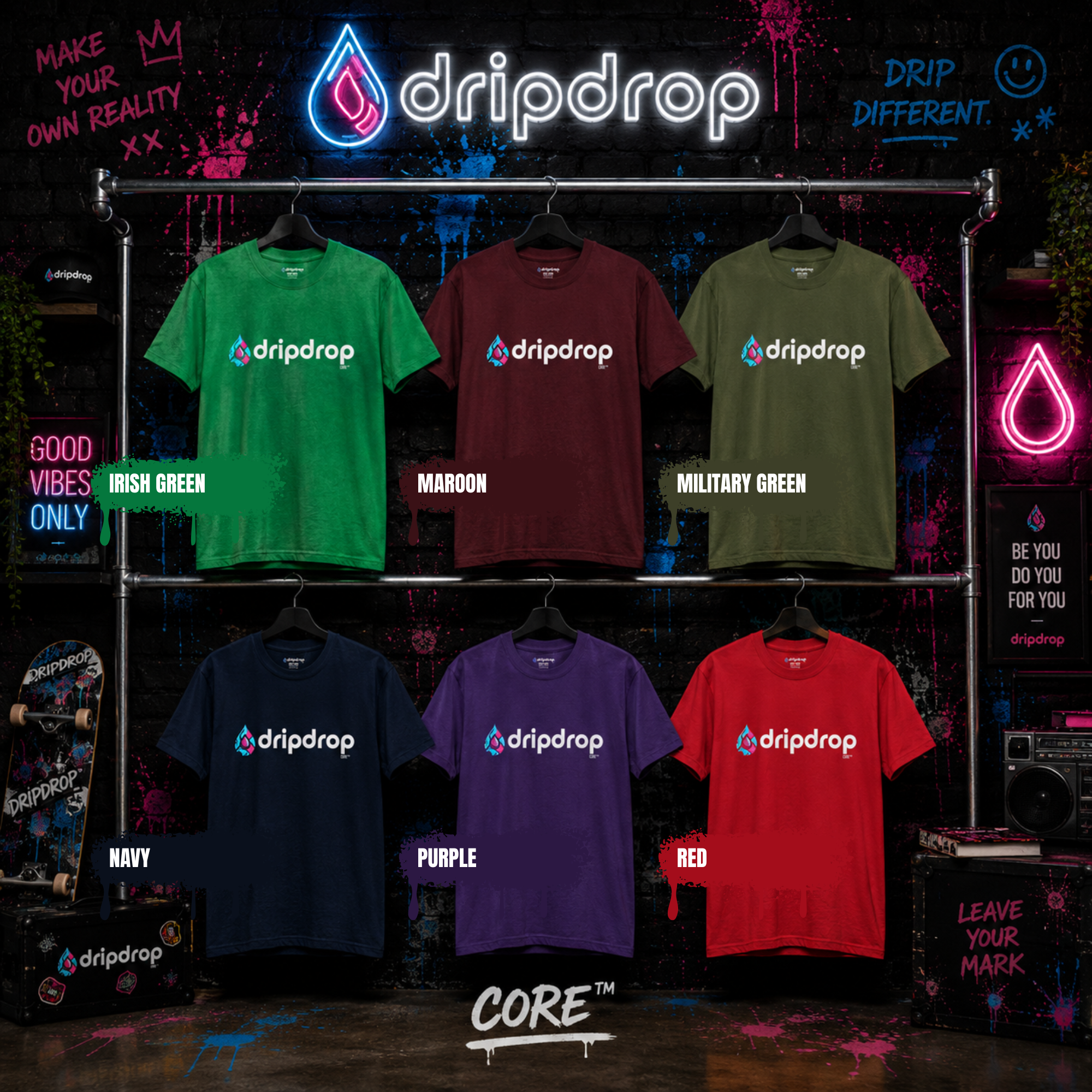 Dripdrop Core™ - Unisex Heavy Cotton 'Dark Colour' Tee