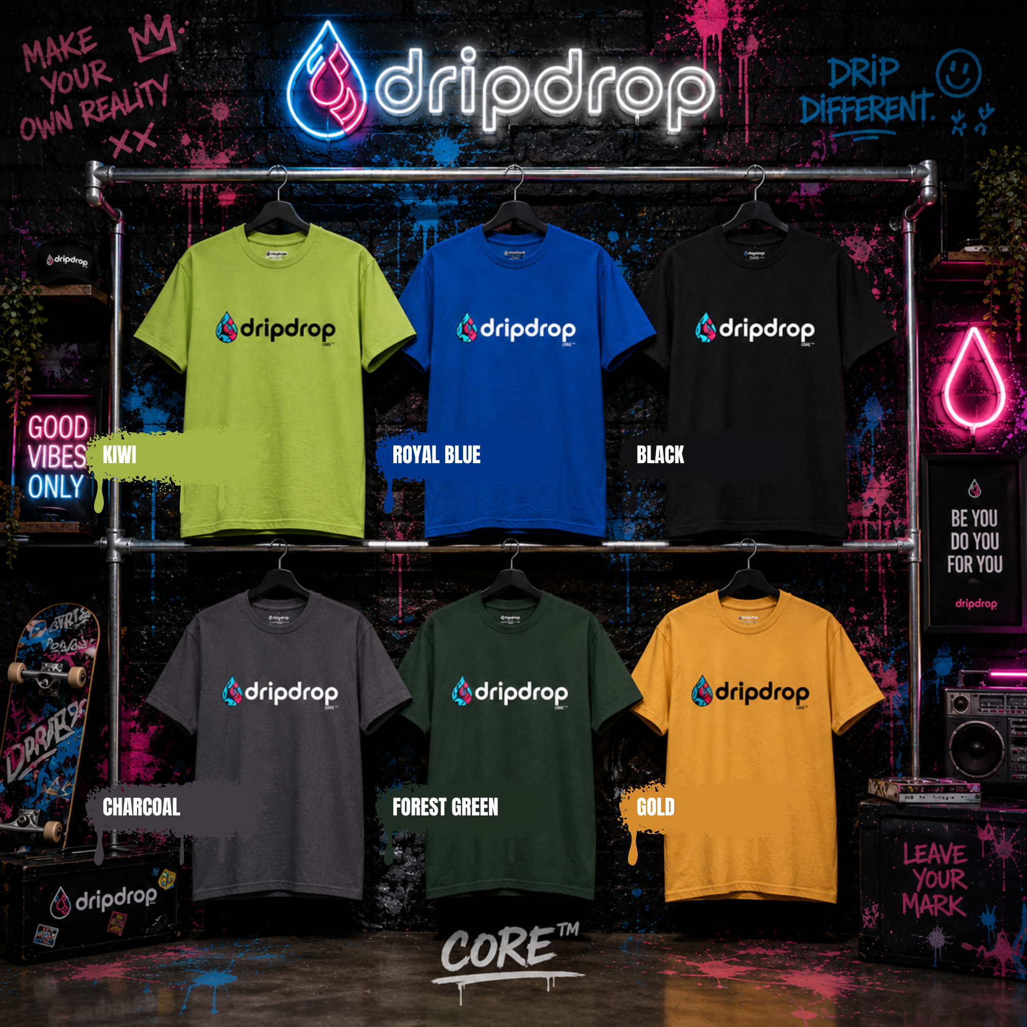 Dripdrop Core™ - Unisex Heavy Cotton 'Dark Colour' Tee